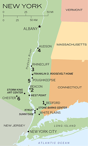 Map of Hudson Valley with towns highlighted